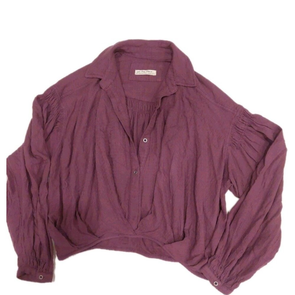 Free People Rockaway Top Purple Dusk Sz XSmall V-Neck Drop Shoulder Boho Drape